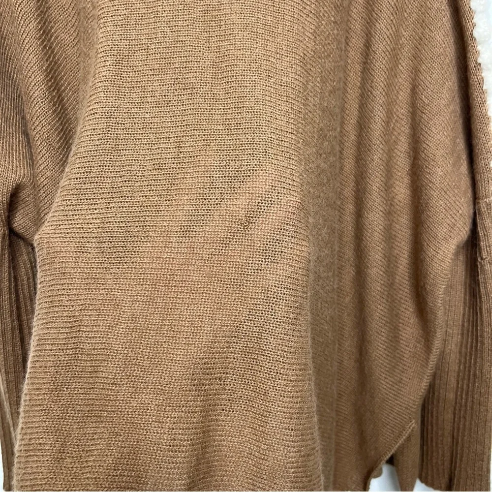 Escvdo Hand Wool Shoulder Embroidered Knit Sweater Brown Size Small